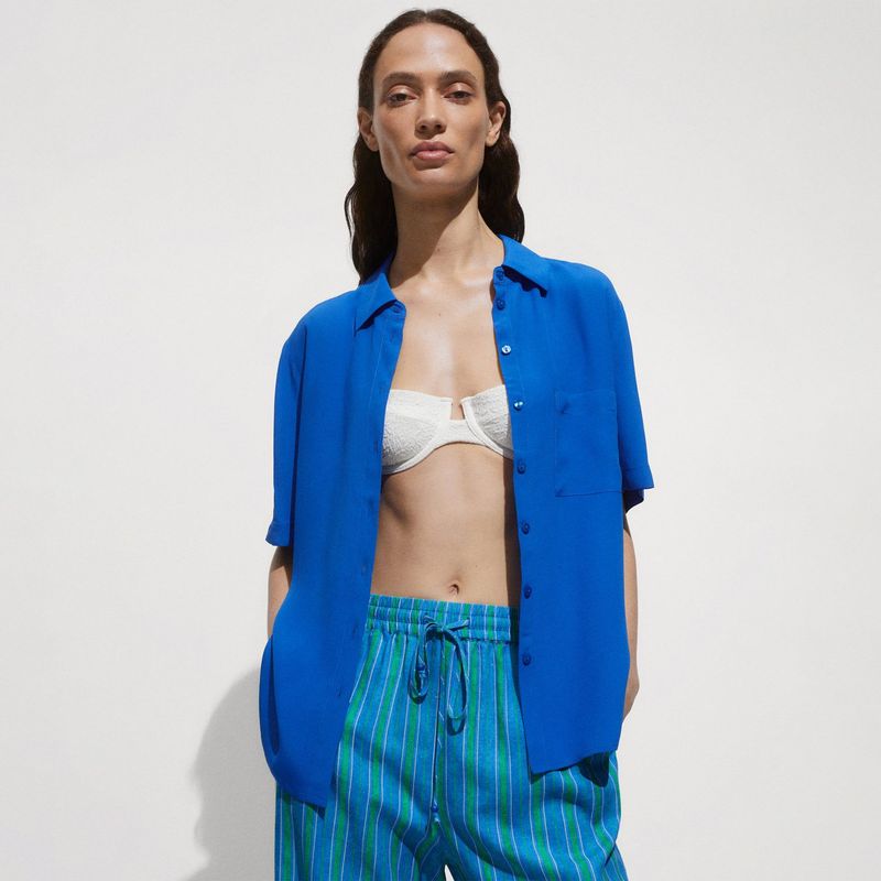 MANGO - Blusa Manga Corta Mujer Mango