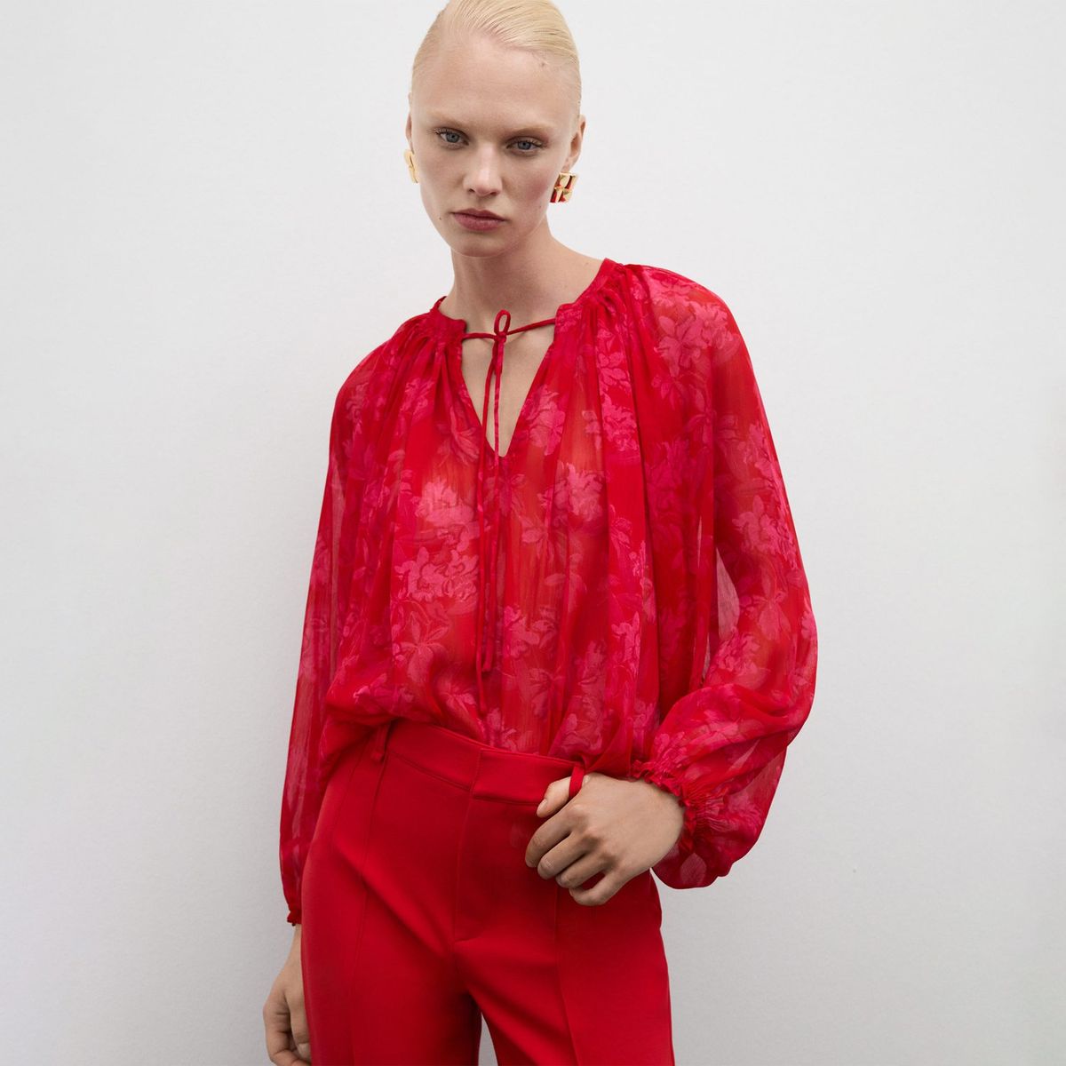 MANGO - Blusa Manga Larga Mujer Mango