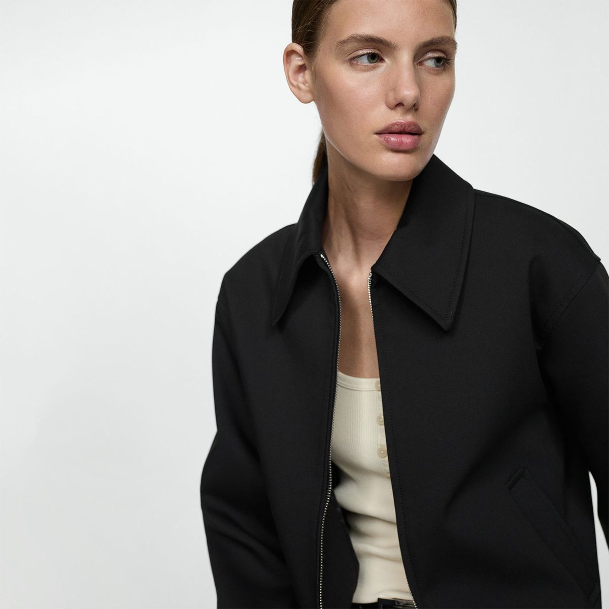 MANGO - Casaca Oversize Algodón Mujer Mango