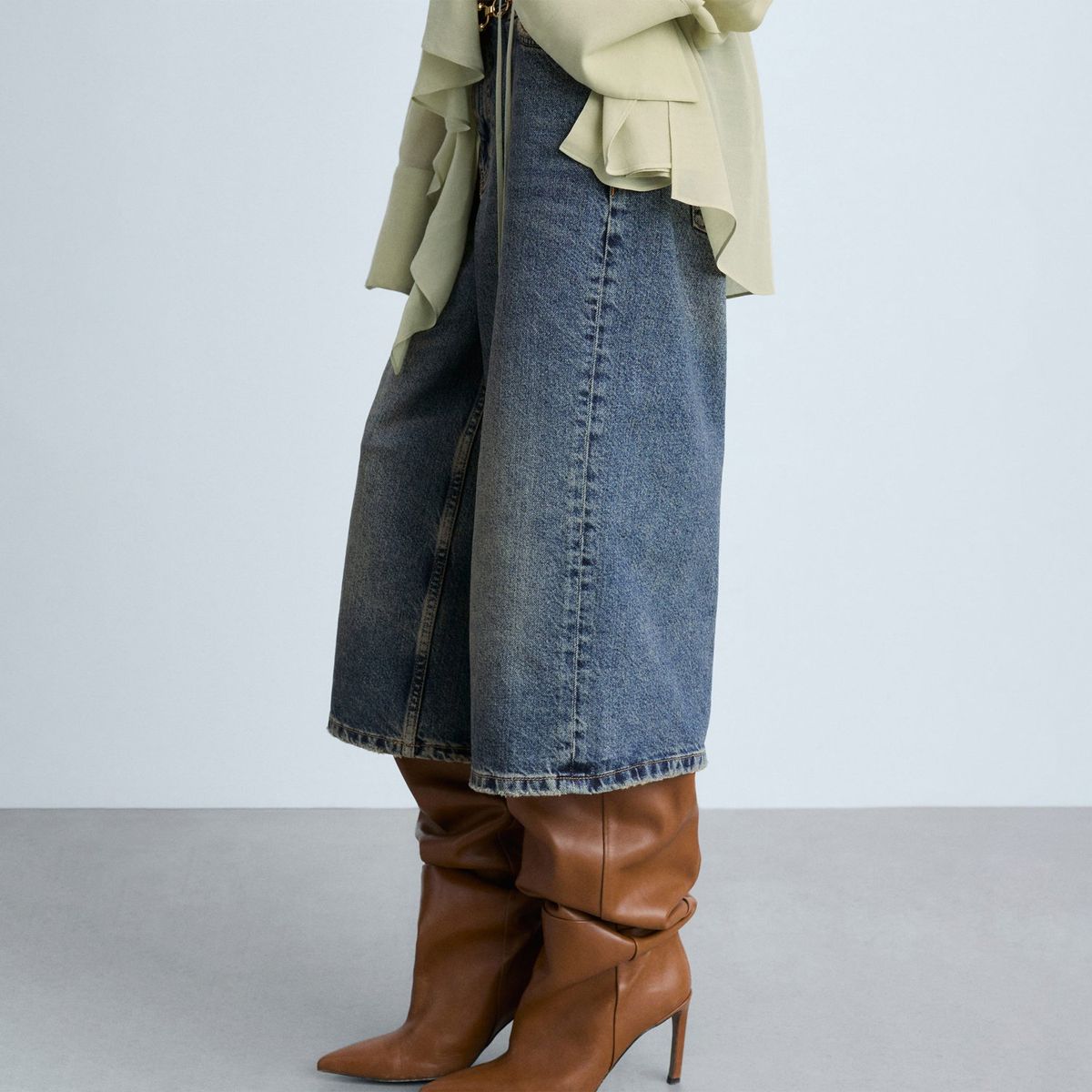 MANGO - Bermudas Wide 100% Algodón Mujer Mango