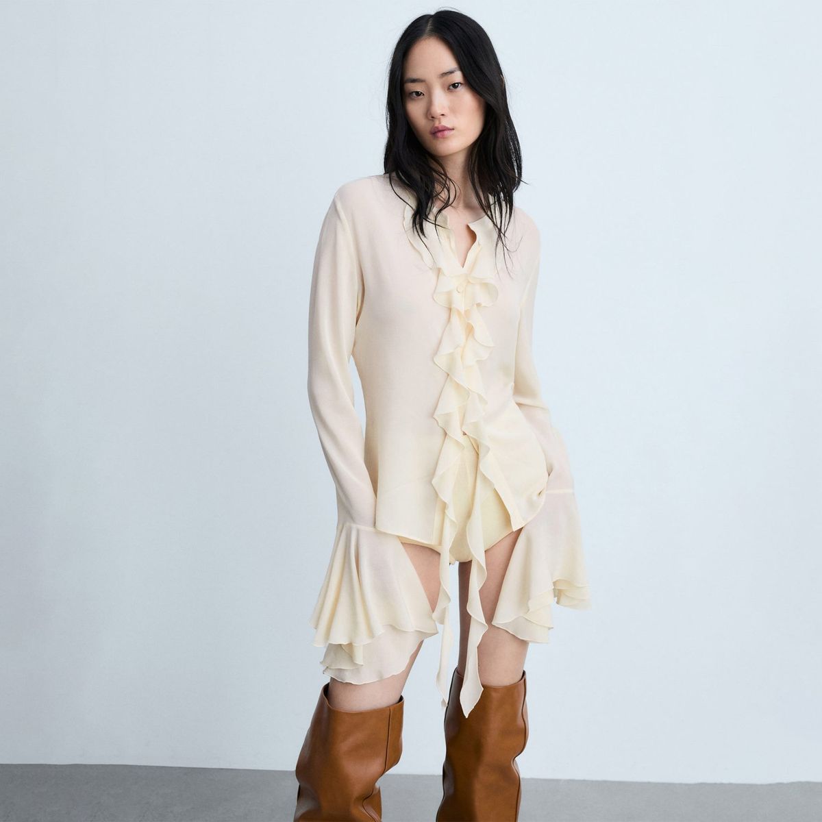 MANGO - Blusa Manga Larga Mujer Mango