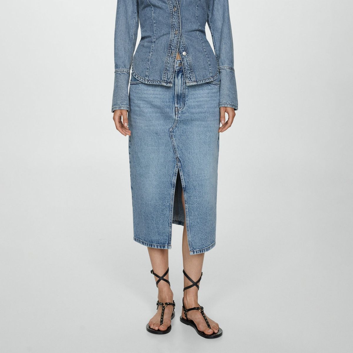 MANGO - Falda Larga 100% Algodón Mujer Mango