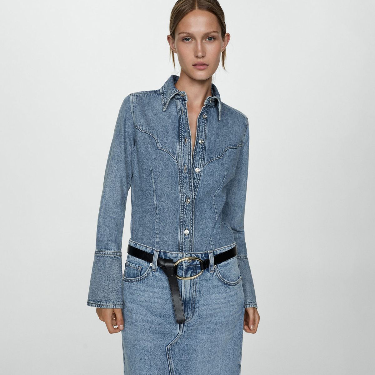 MANGO - Falda Larga 100% Algodón Mujer Mango