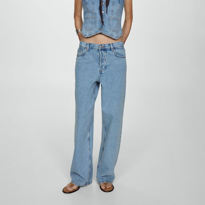 MANGO - Jean Wide 100% Algodón Mujer Mango