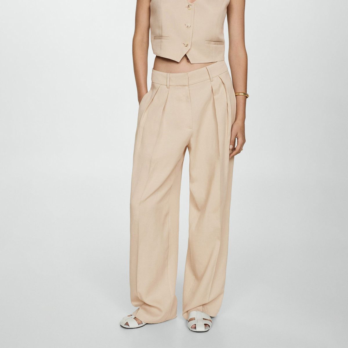 MANGO - Pantalón Wide Mujer Mango