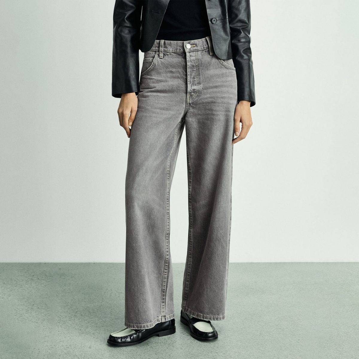 MANGO - Jean Wide 100% Algodón Mujer Mango