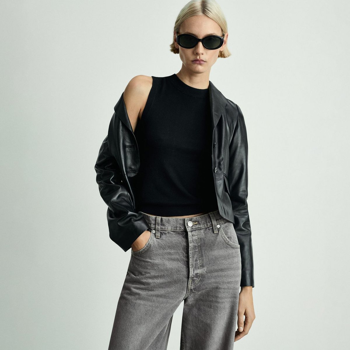 MANGO - Jean Wide 100% Algodón Mujer Mango