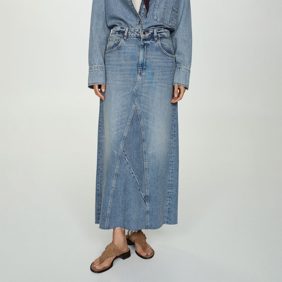 MANGO - Falda Larga 100% Algodón Mujer Mango