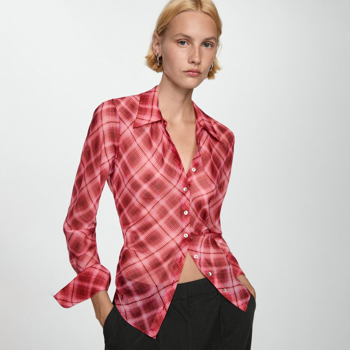 MANGO - Blusa Manga Larga Mujer Mango