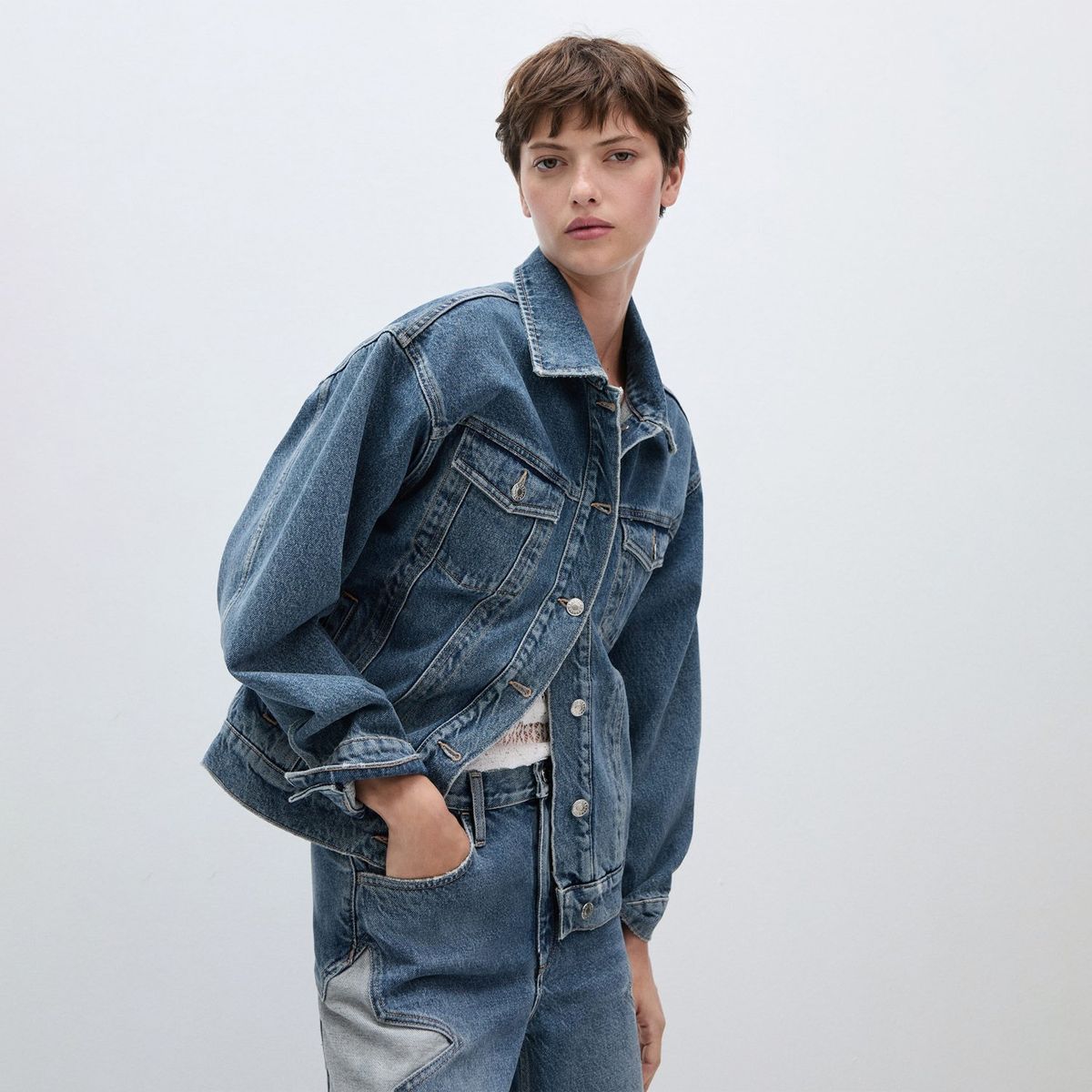 MANGO - Casaca Jean 100% Algodón Mujer Mango