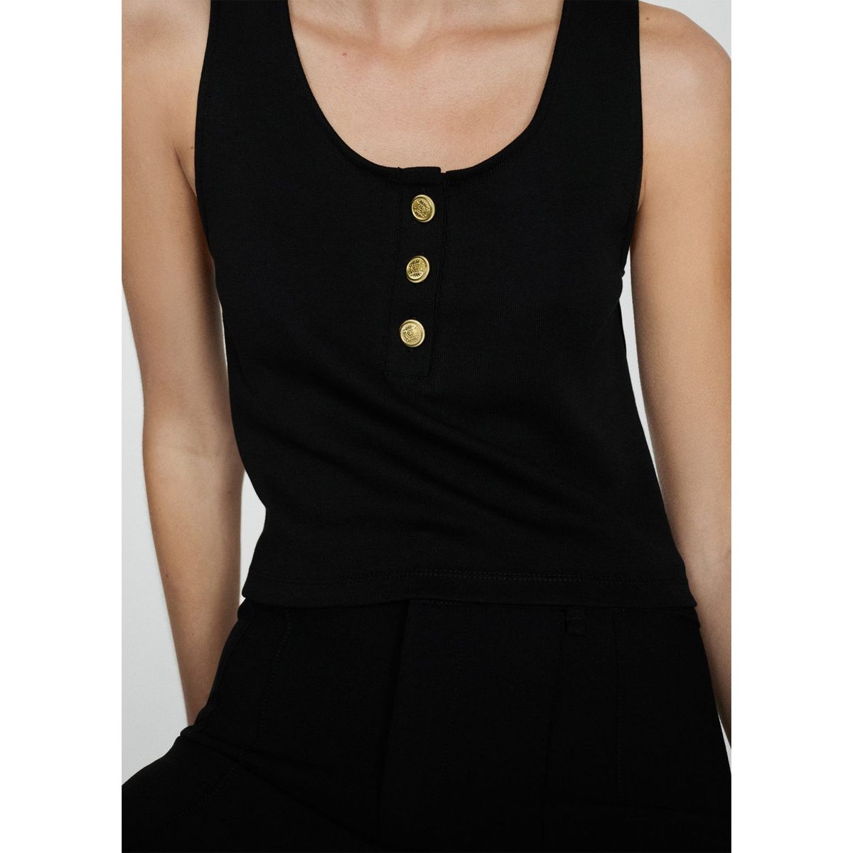 MANGO - Top Sin Mangas 100% Algodón Mujer Mango