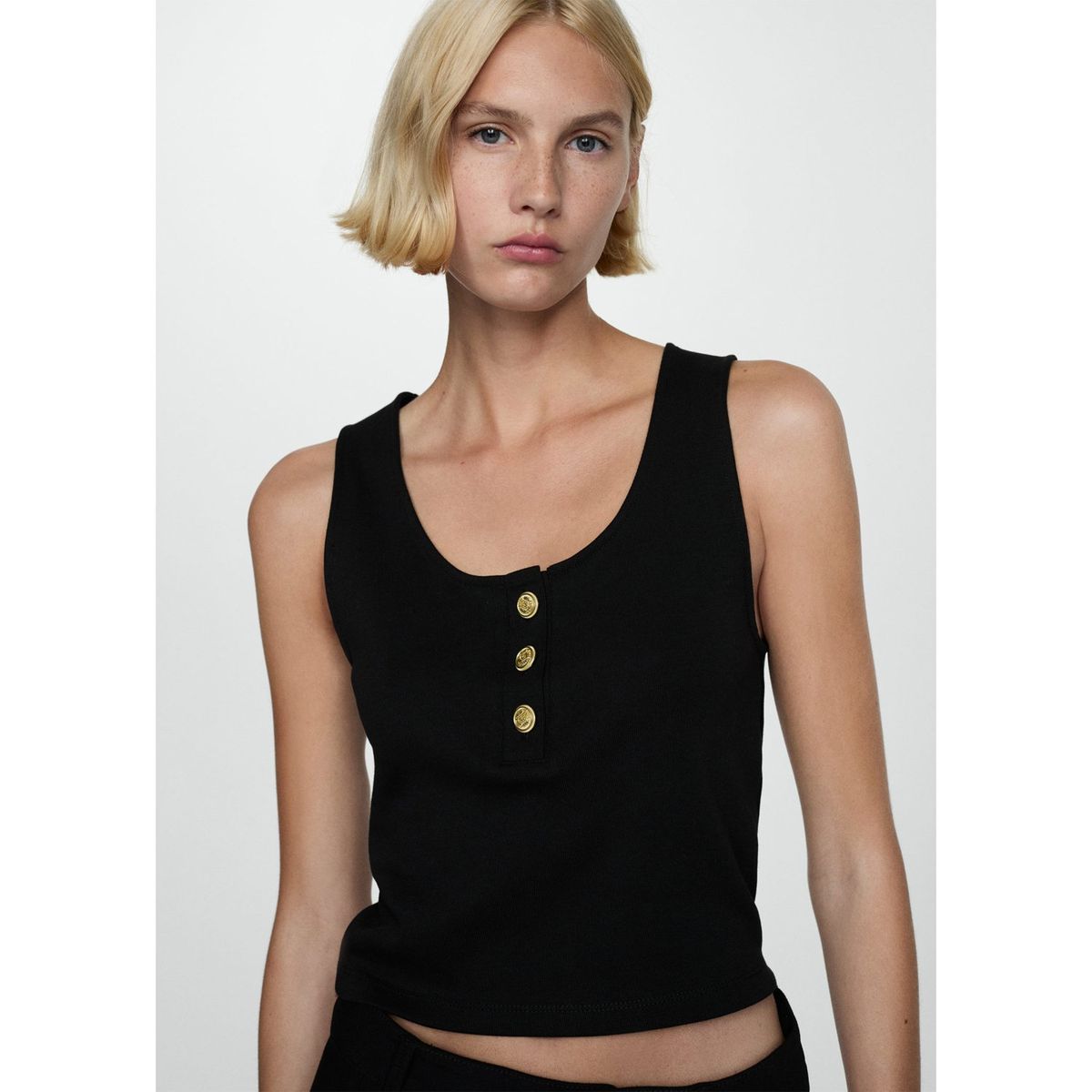 MANGO - Top Sin Mangas 100% Algodón Mujer Mango