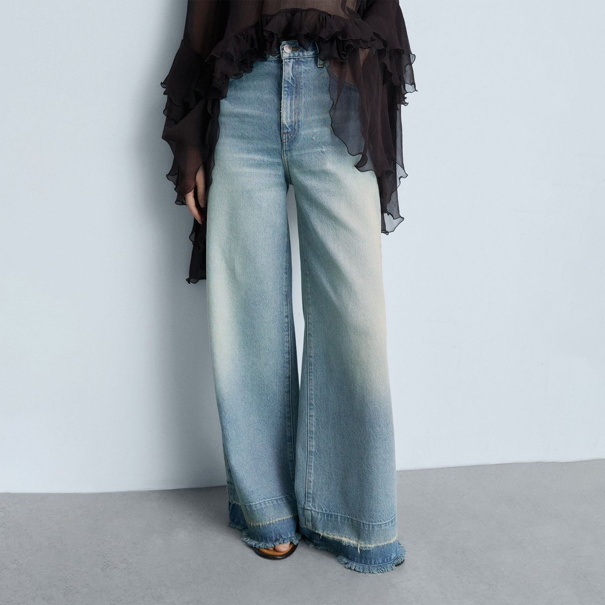 MANGO - Jean Wide 100% Algodón Mujer Mango