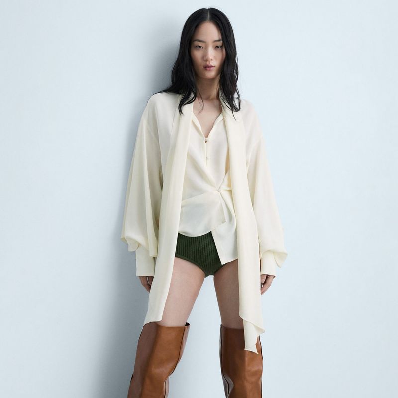 MANGO - Blusa Manga Larga Mujer Mango