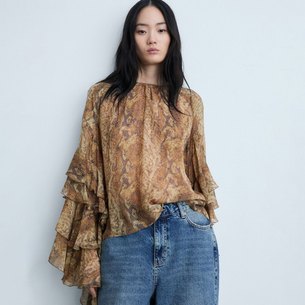 MANGO - Blusa Manga Larga Mujer Mango