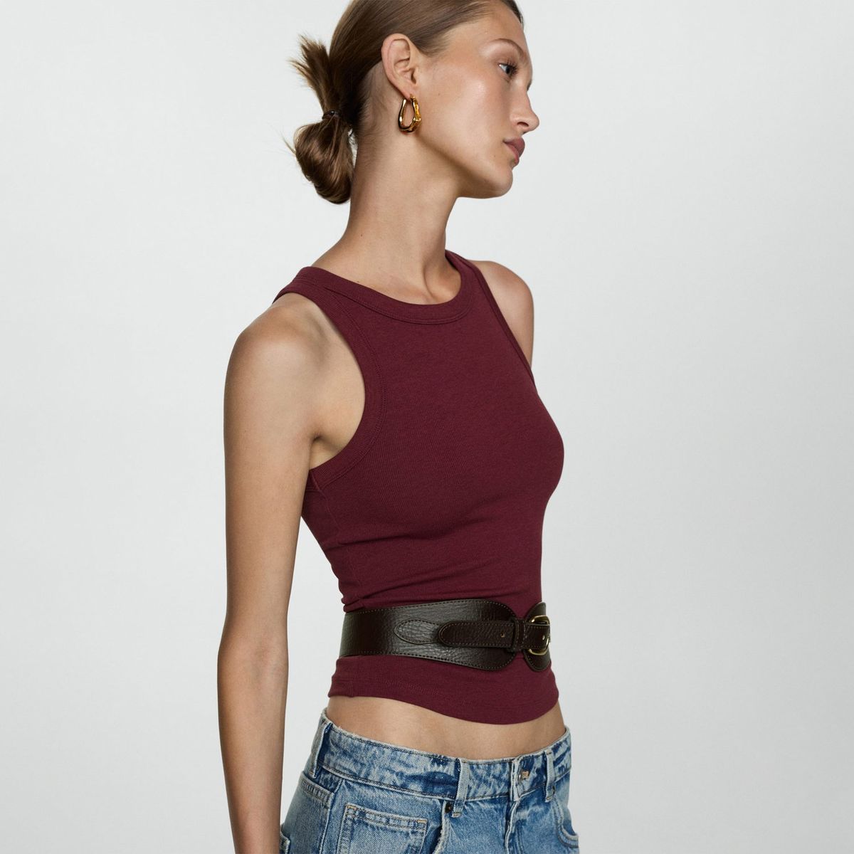 MANGO - Top Sin Mangas Algodón Mujer Mango