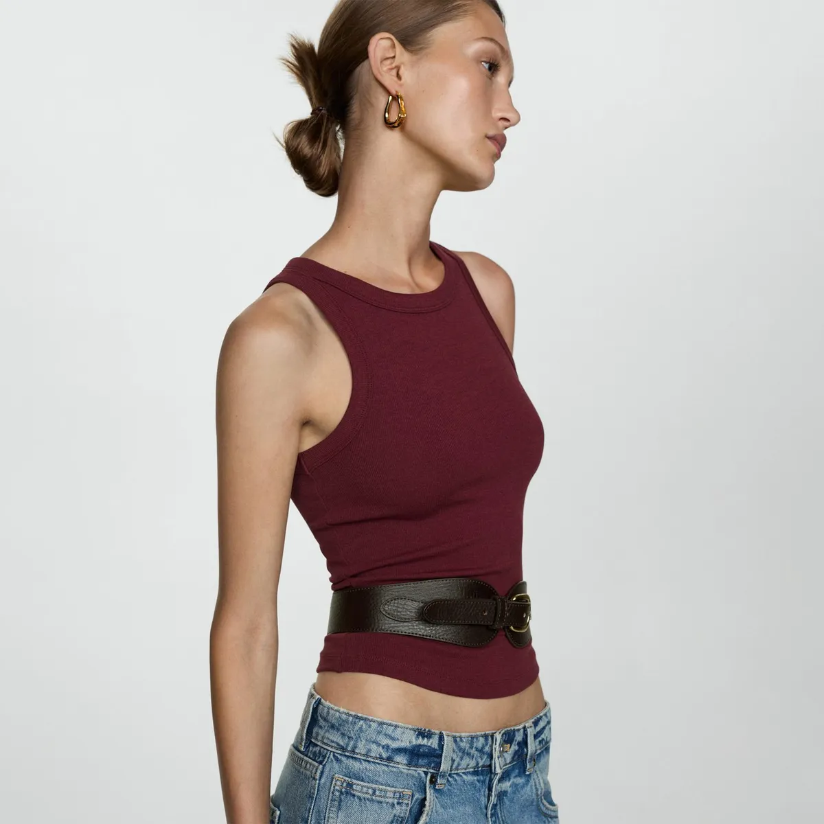 MANGO - Top Sin Mangas Algodón Mujer Mango