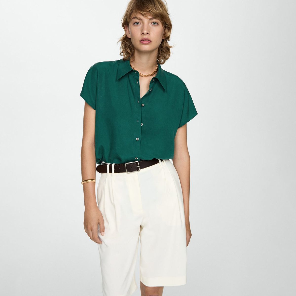 MANGO - Blusa Manga Corta Mujer Mango