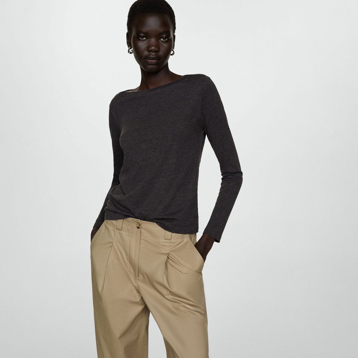 MANGO - Polo Manga Larga Algodón Mujer Mango