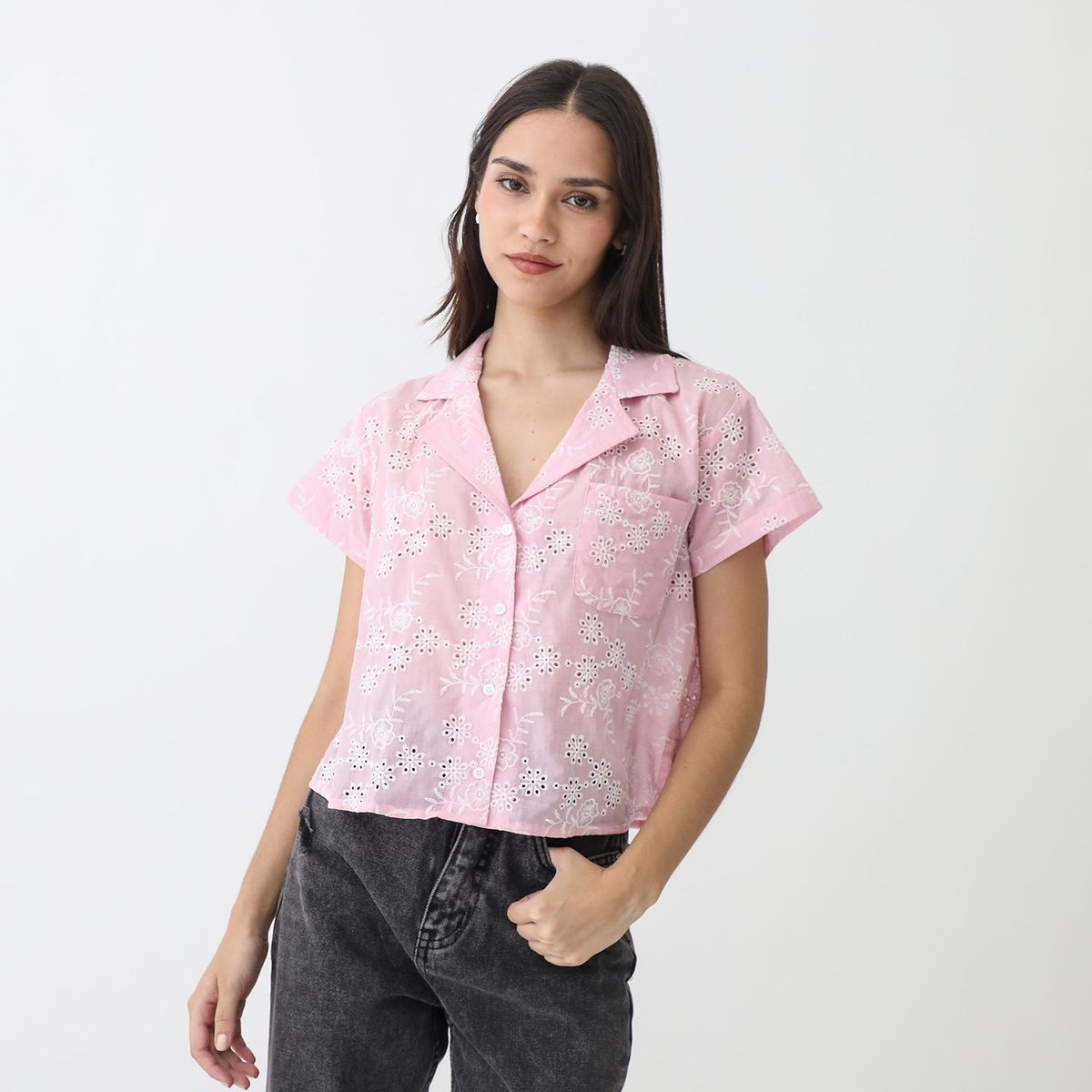 SYBILLA - Camisa Manga Corta 100% Algodón Mujer Sybilla