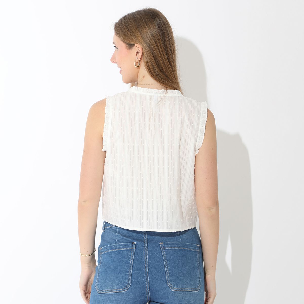 SYBILLA - Blusa Sin Mangas 100% Algodón Mujer Sybilla