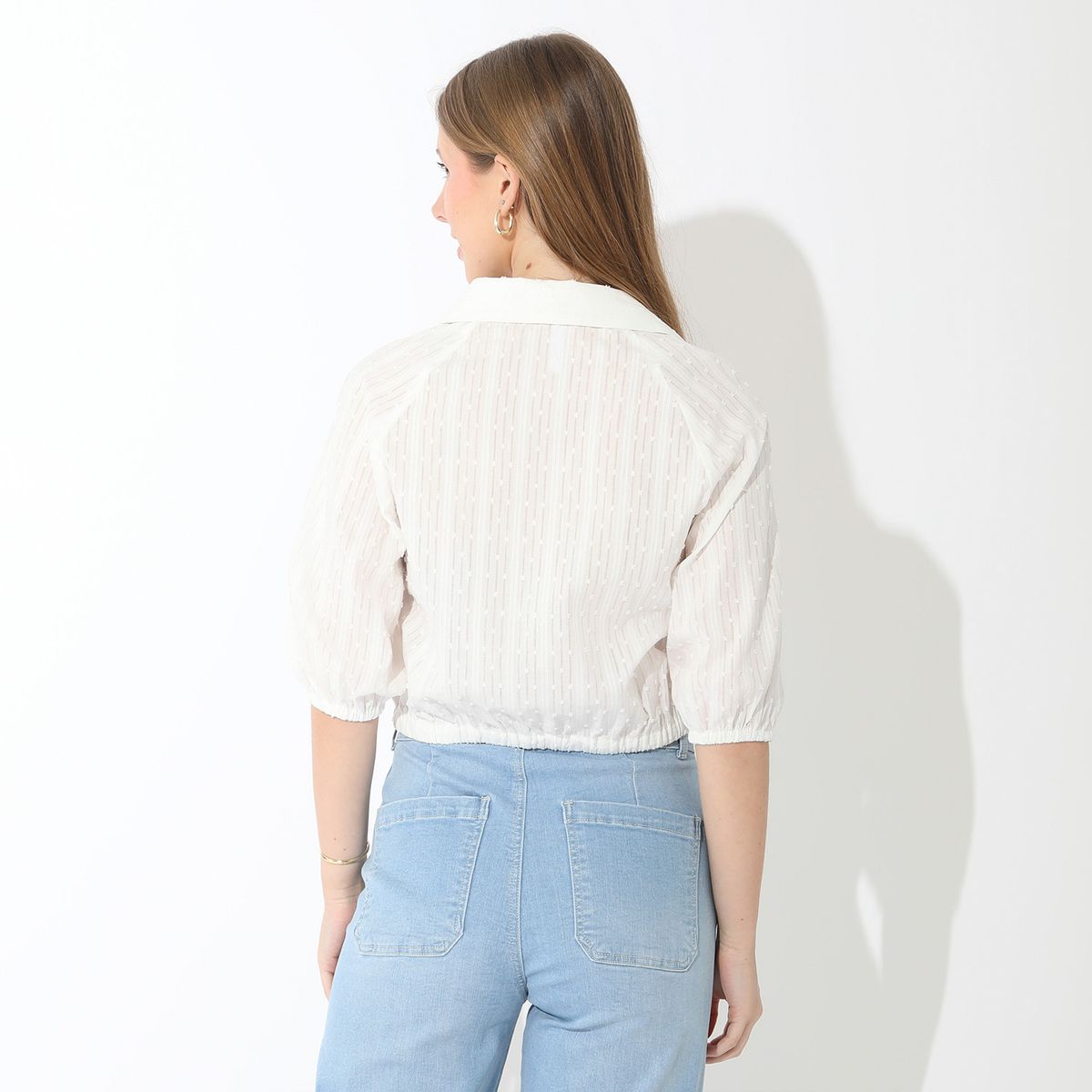 SYBILLA - Blusa Manga Corta 100% Algodón Mujer Sybilla