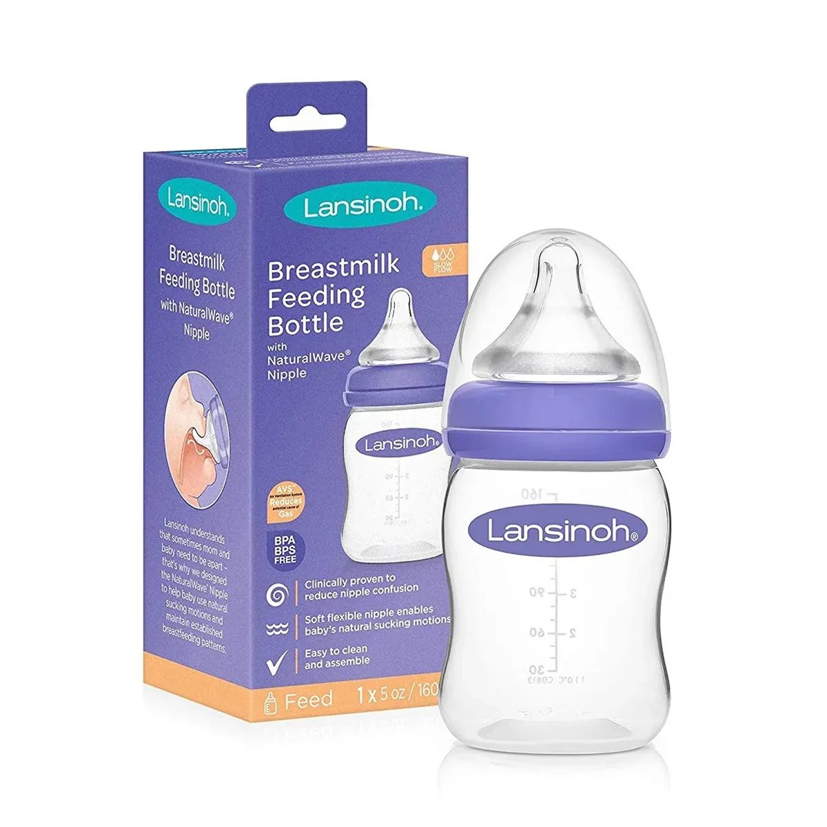 LANSINOH - Biberón Para Leche Materna Tetina 5 Oz Lansinoh