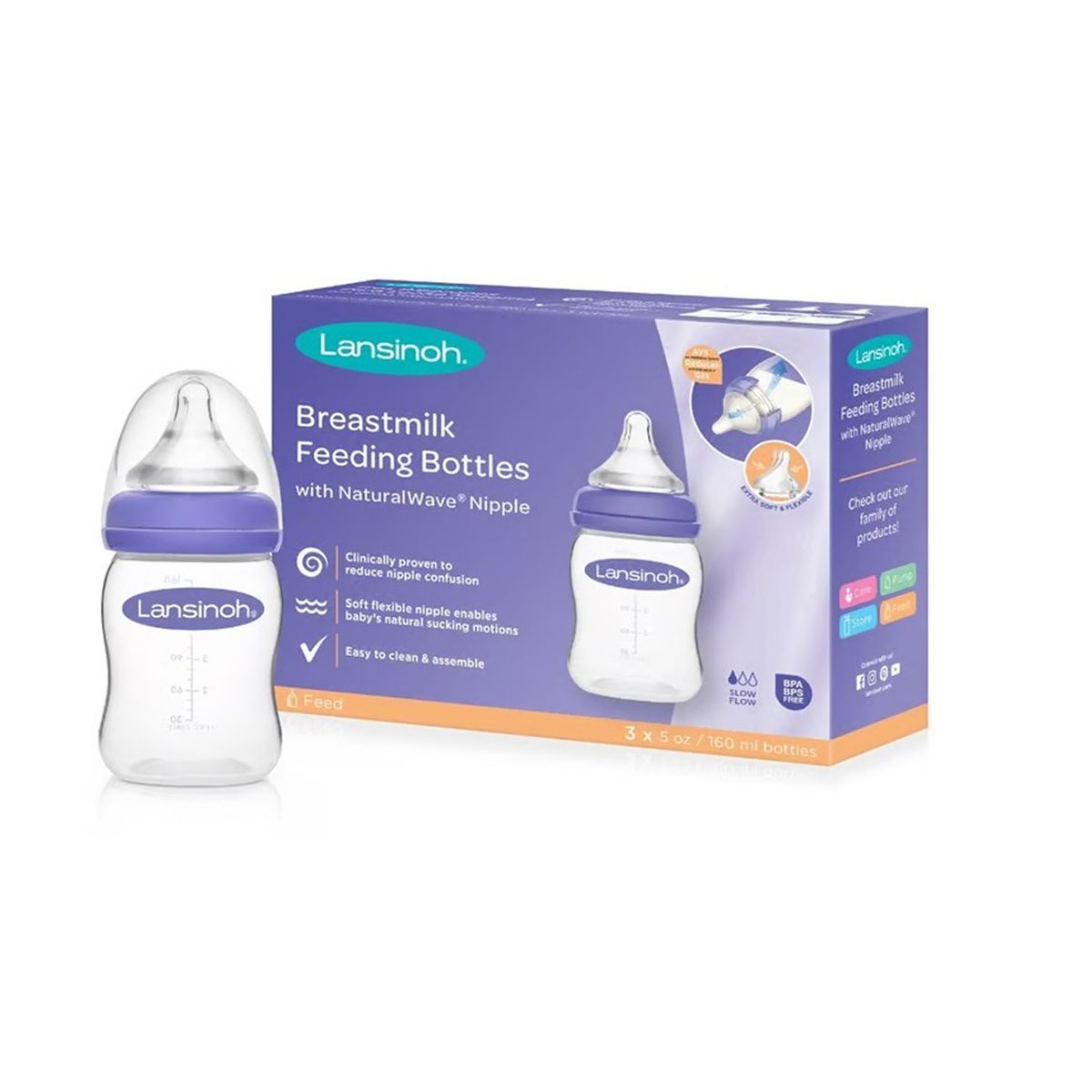 LANSINOH - Biberón Para Leche Materna 5 Onz - 3 Unid Lansinoh