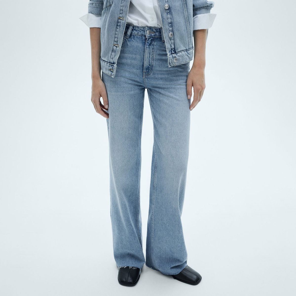 MANGO - Jean Wide 100% Algodón Mujer Mango