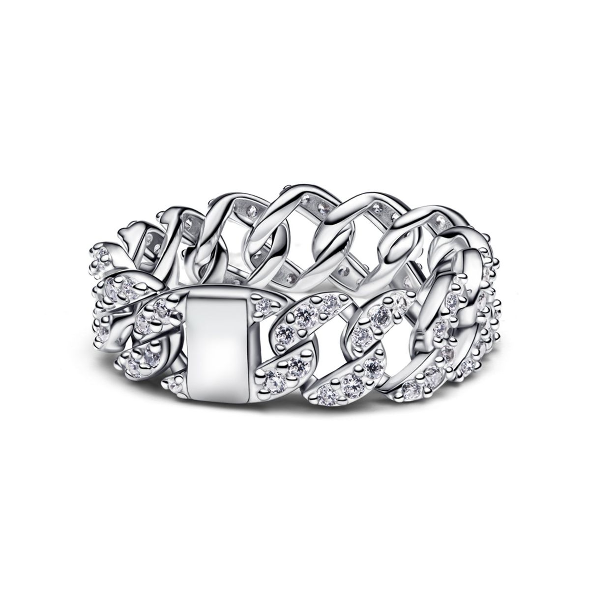 PANDORA - Anillo Cadena Cubana En Pavé