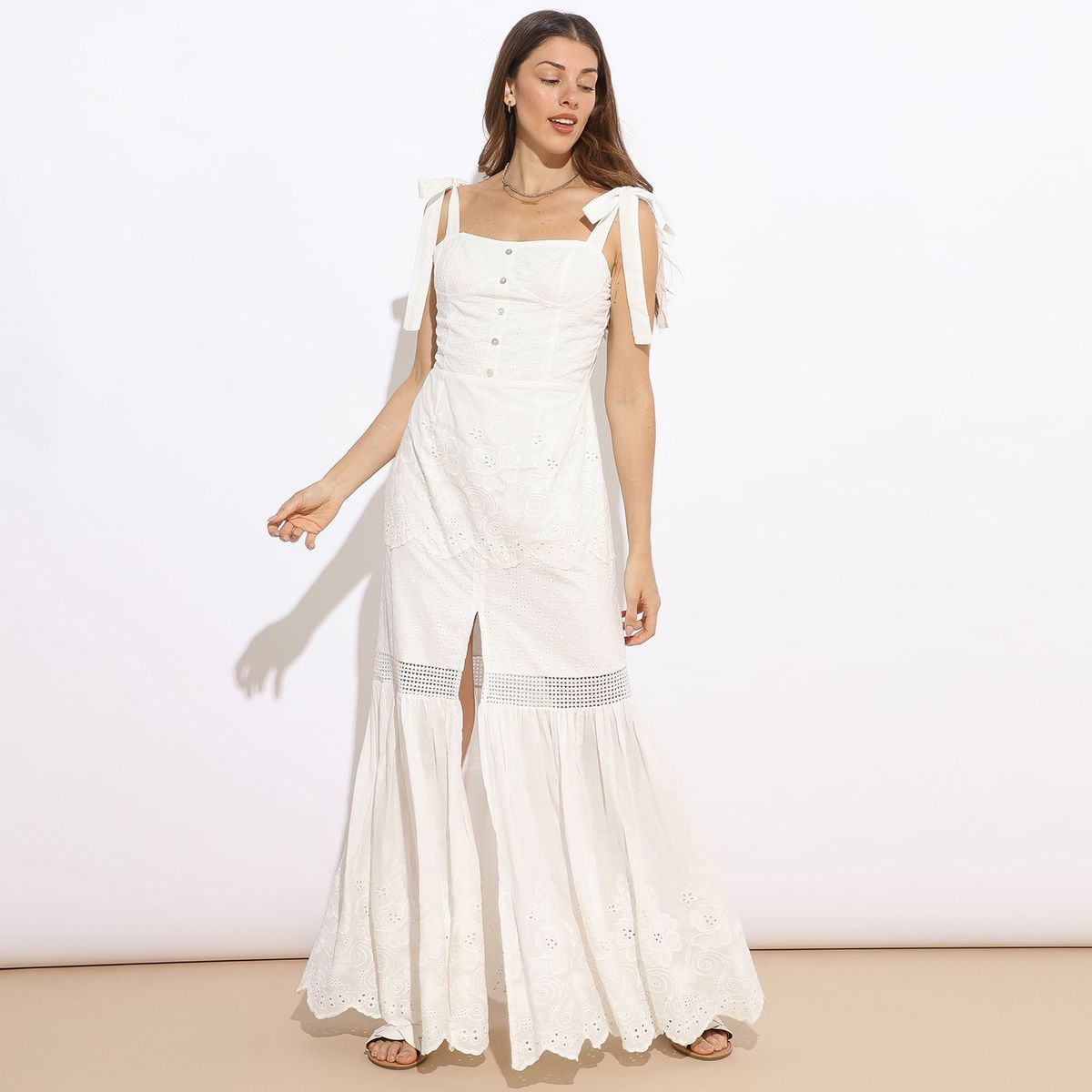 BASEMENT - Vestido Largo 100% Algodón Mujer Basement