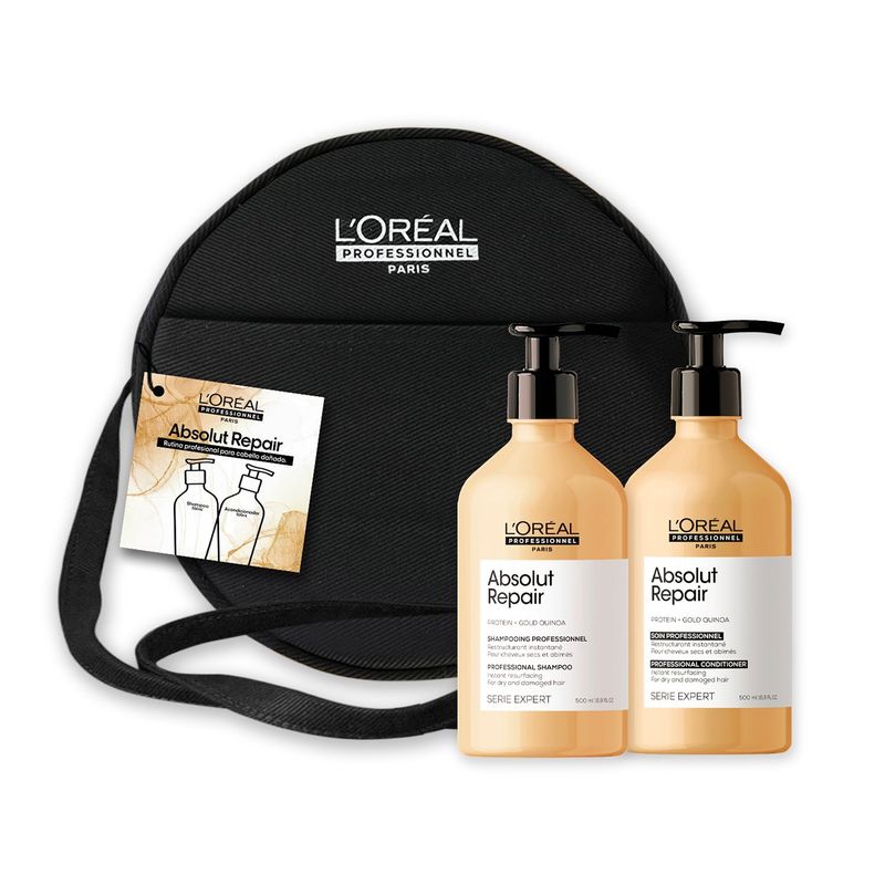 LOREAL PROFESSIONNEL - Bipack Absolut Repair Para Cabello Dañado (shampoo 500ml + Acondicionador 500ml)
