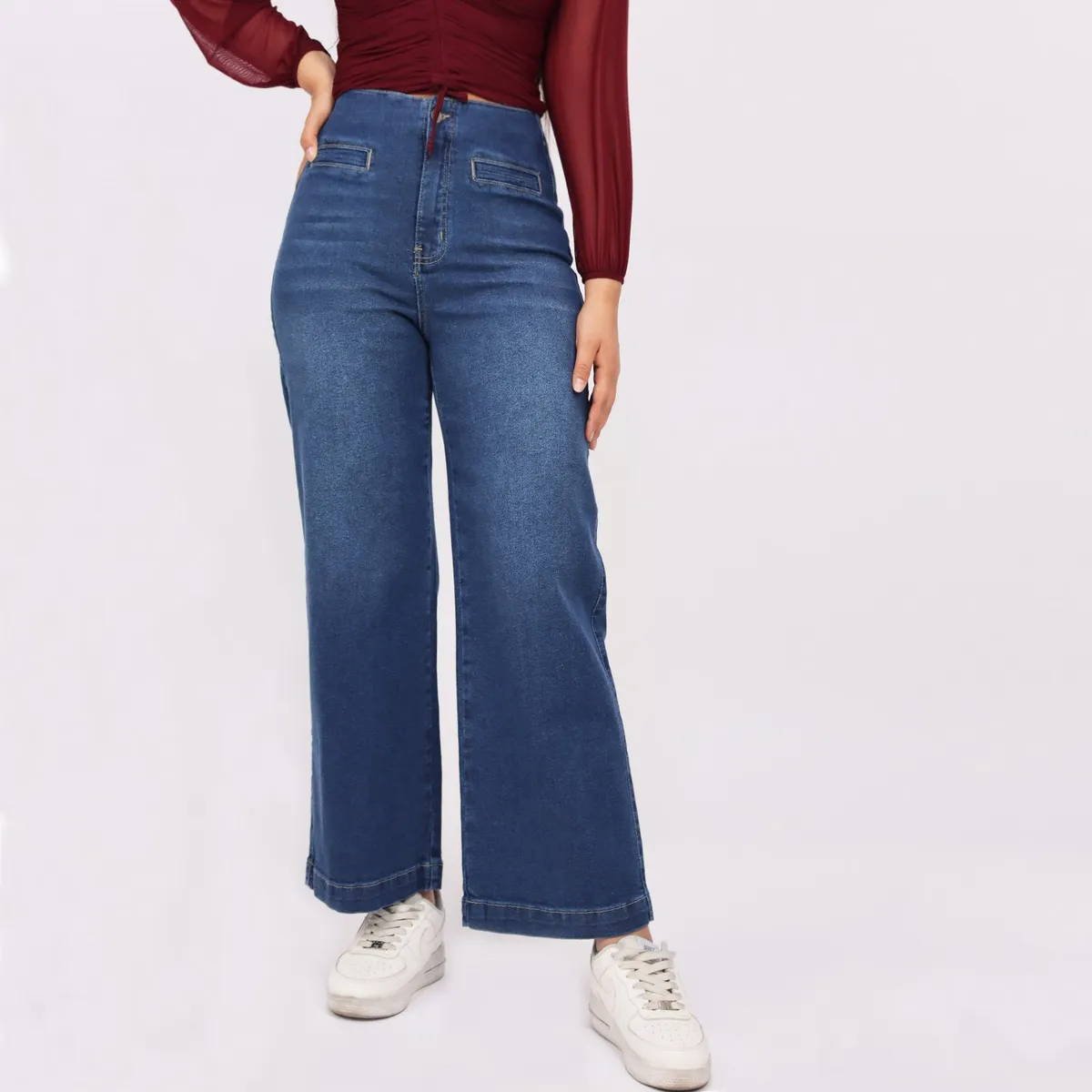 KAYRA POBLET - Jean Culotte Tiro Alto Mujer Kayra Poblet