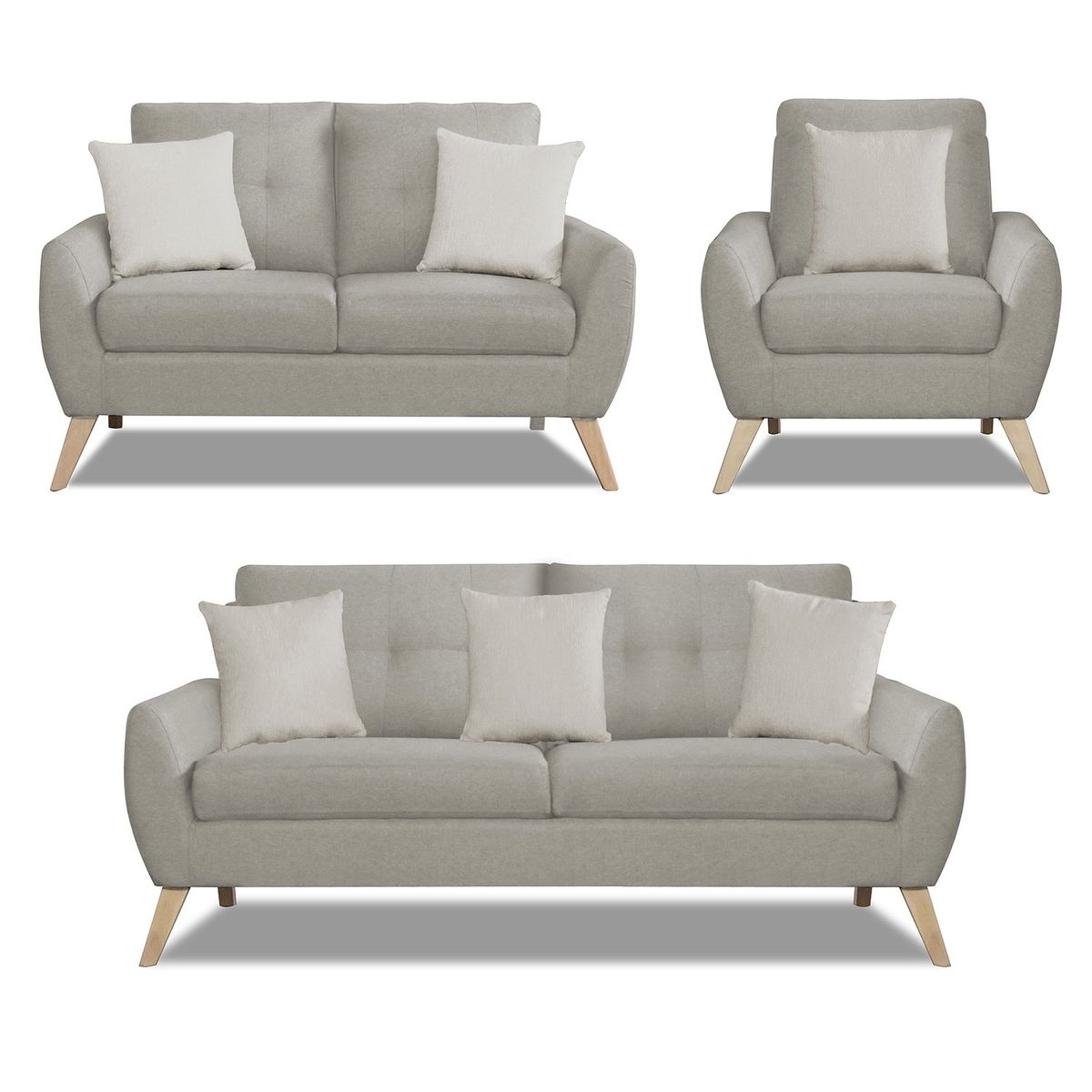 CASA BELLA - Juego de Sala Estefania 3-2-1 Cuerpos con Cojines