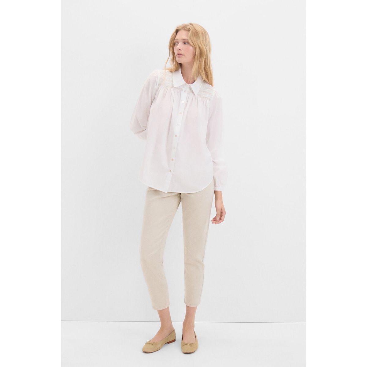 CORTEFIEL - Blusa Manga Larga 100% Algodón Mujer Cortefiel