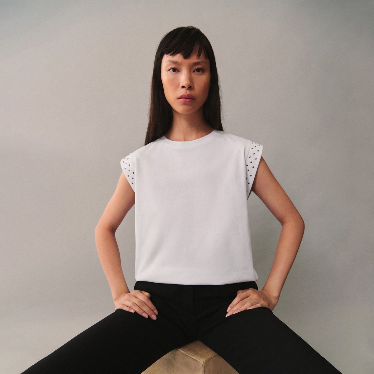 MANGO - Polo Sin Mangas 100% Algodón Mujer Mango