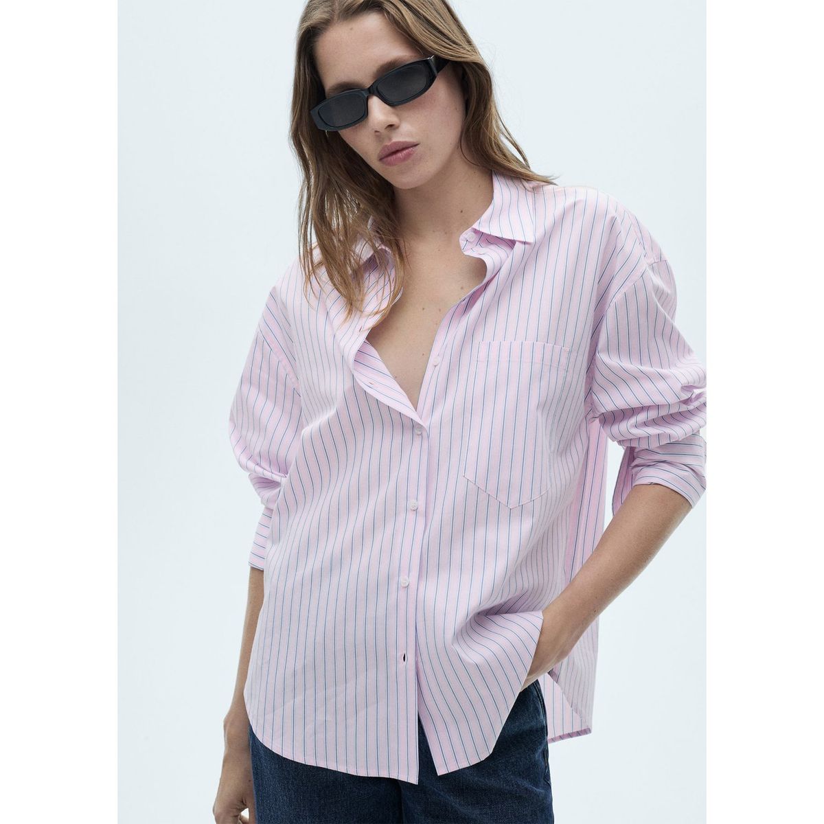MANGO - Blusa Manga Larga 100% Algodón Mujer Mango