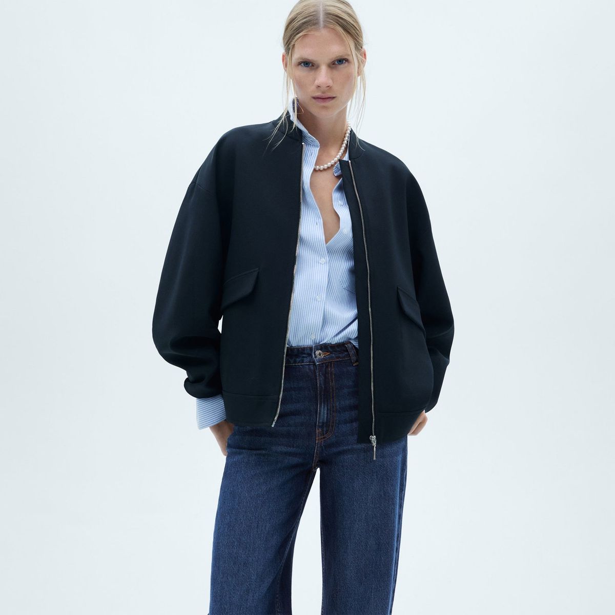 MANGO - Jean Wide 100% Algodón Mujer Mango