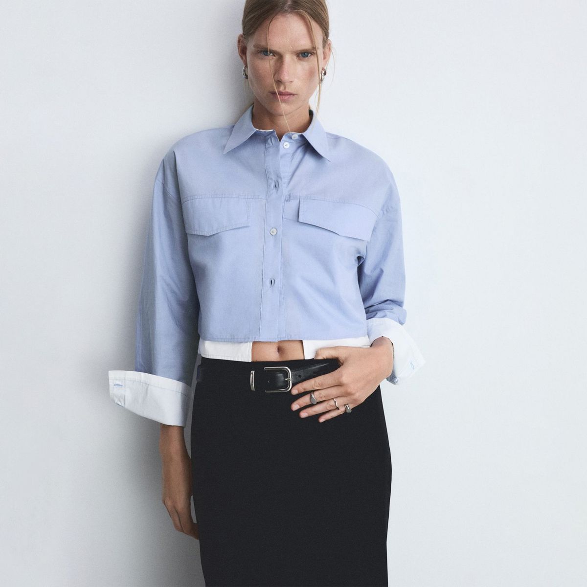 MANGO - Blusa Manga Larga 100% Algodón Mujer Mango