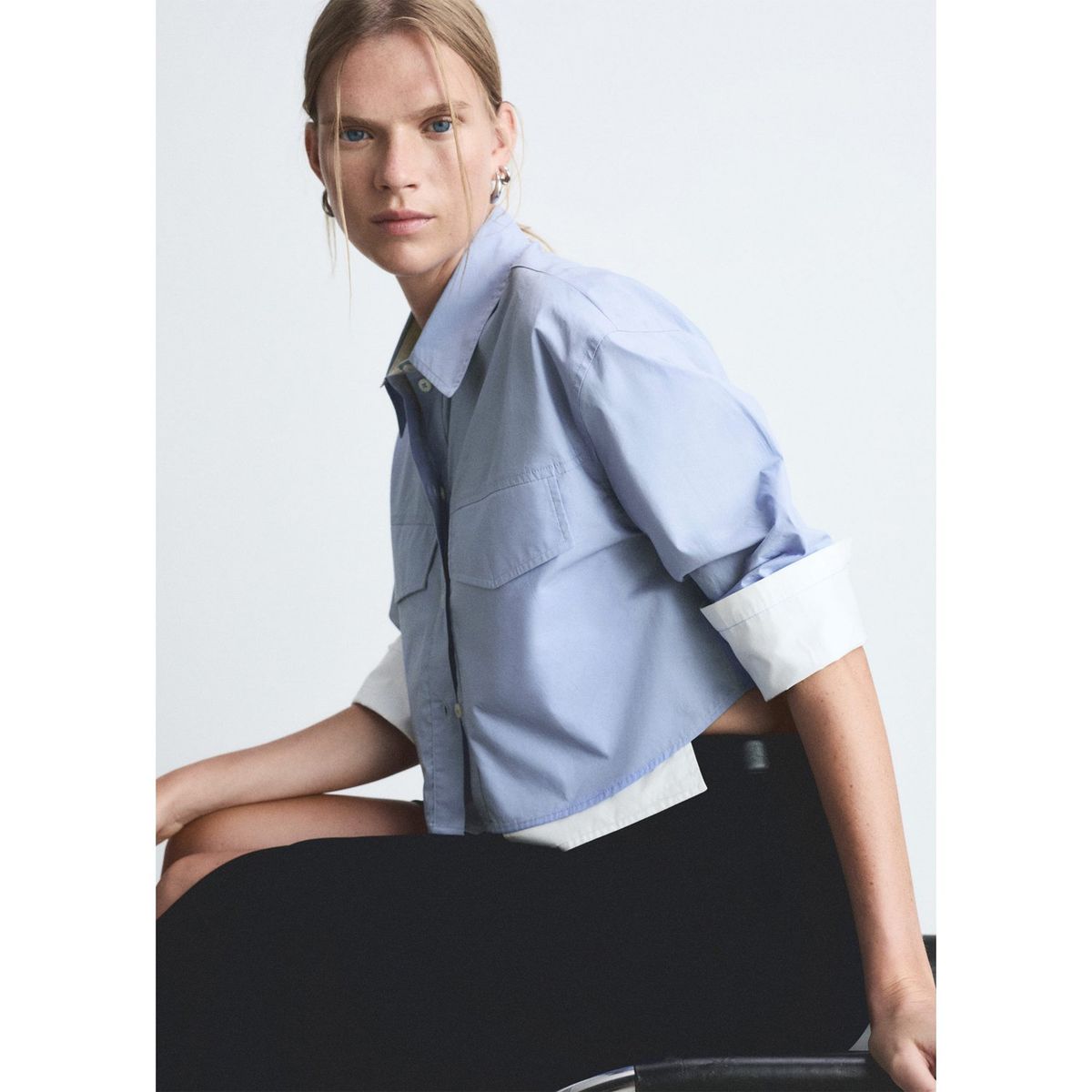 MANGO - Blusa Manga Larga 100% Algodón Mujer Mango