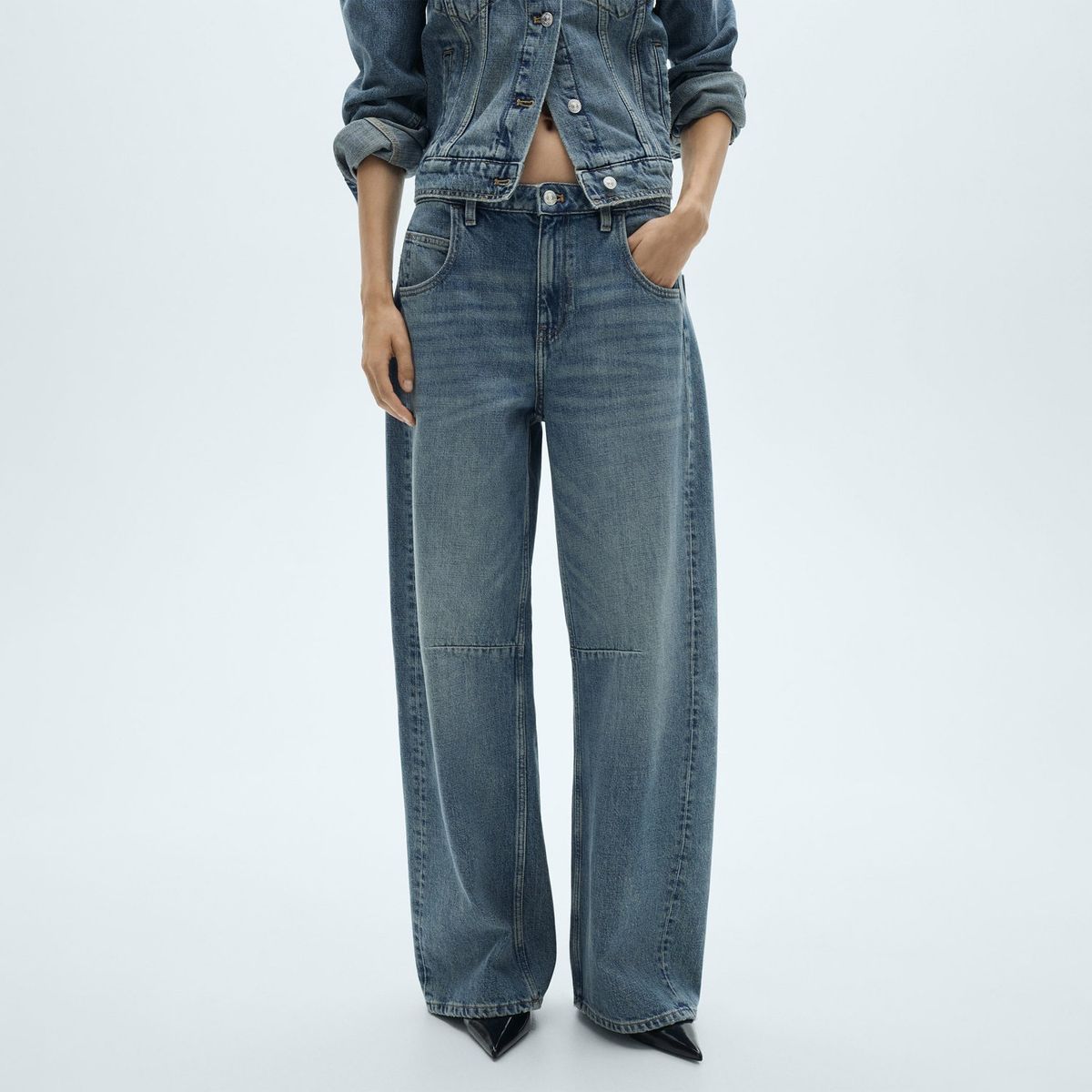 MANGO - Jean Wide 100% Algodón Mujer Mango