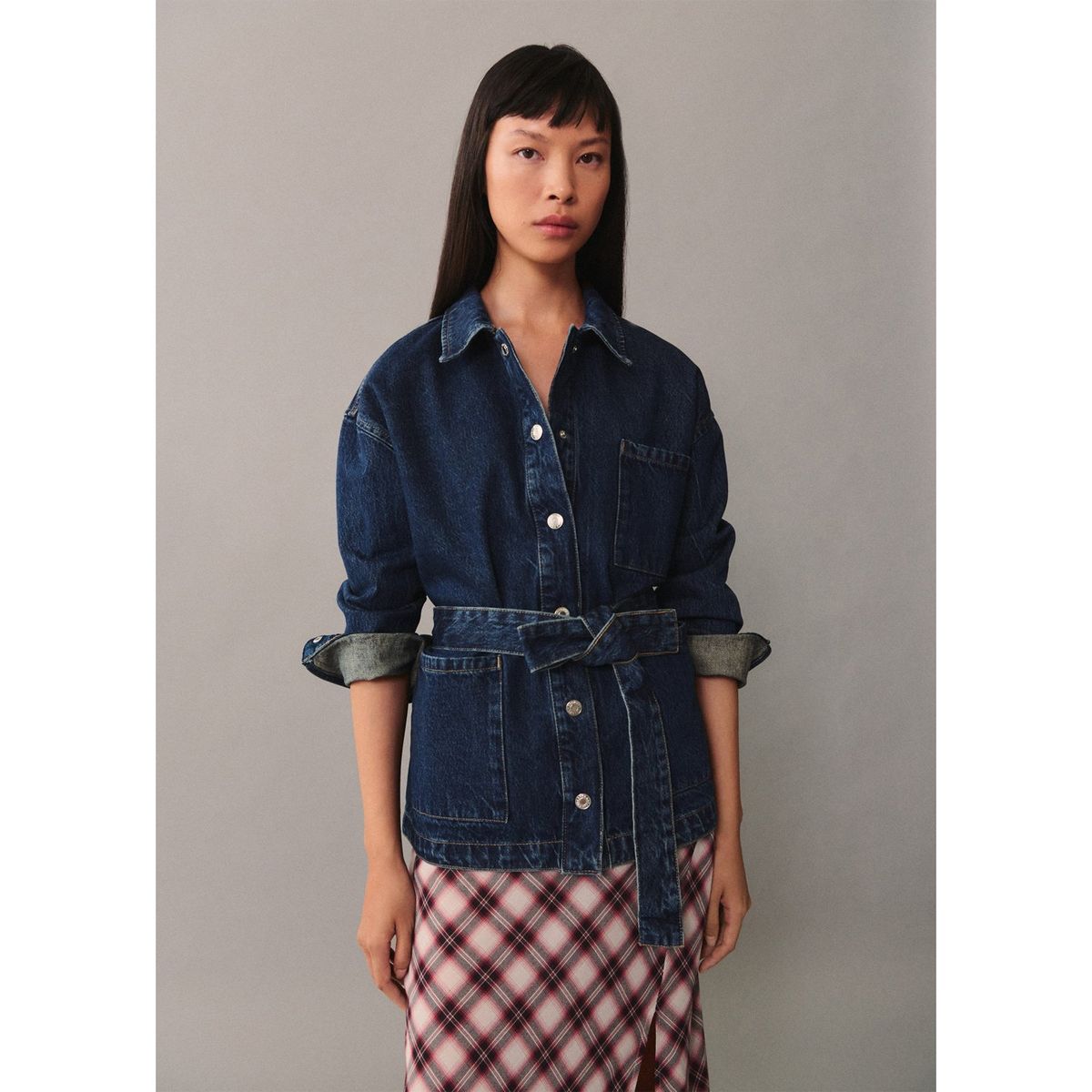 MANGO - Casaca Jean 100% Algodón Mujer Mango