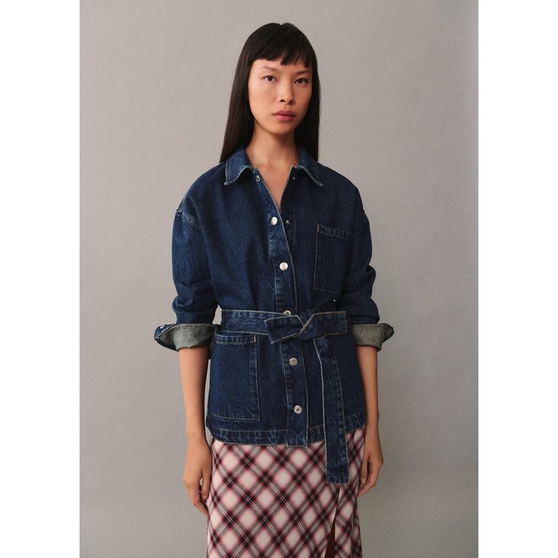 MANGO - Casaca Jean 100% Algodón Mujer Mango