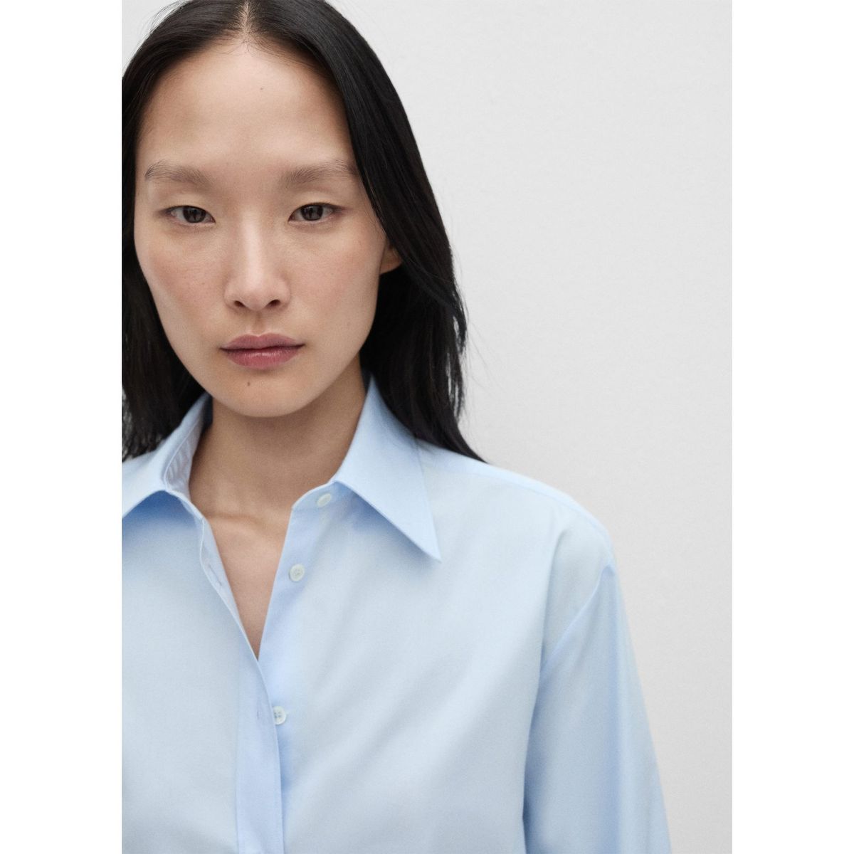 MANGO - Blusa Manga Larga Algodón Mujer Mango