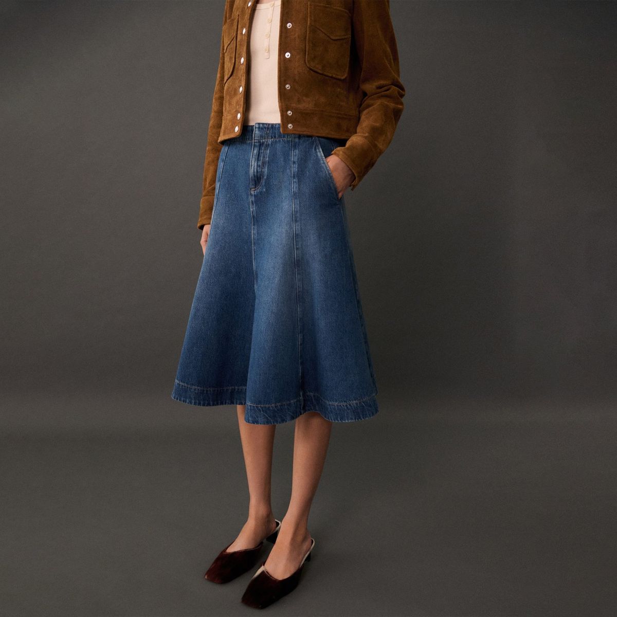 MANGO - Falda Larga 100% Algodón Mujer Mango