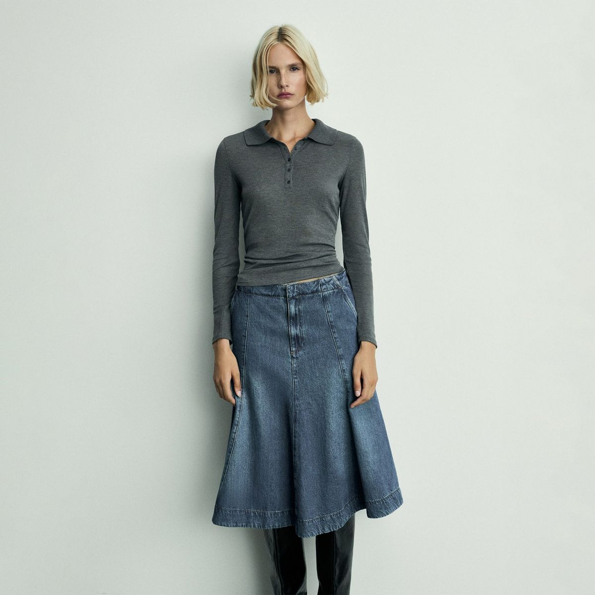 MANGO - Falda Larga 100% Algodón Mujer Mango