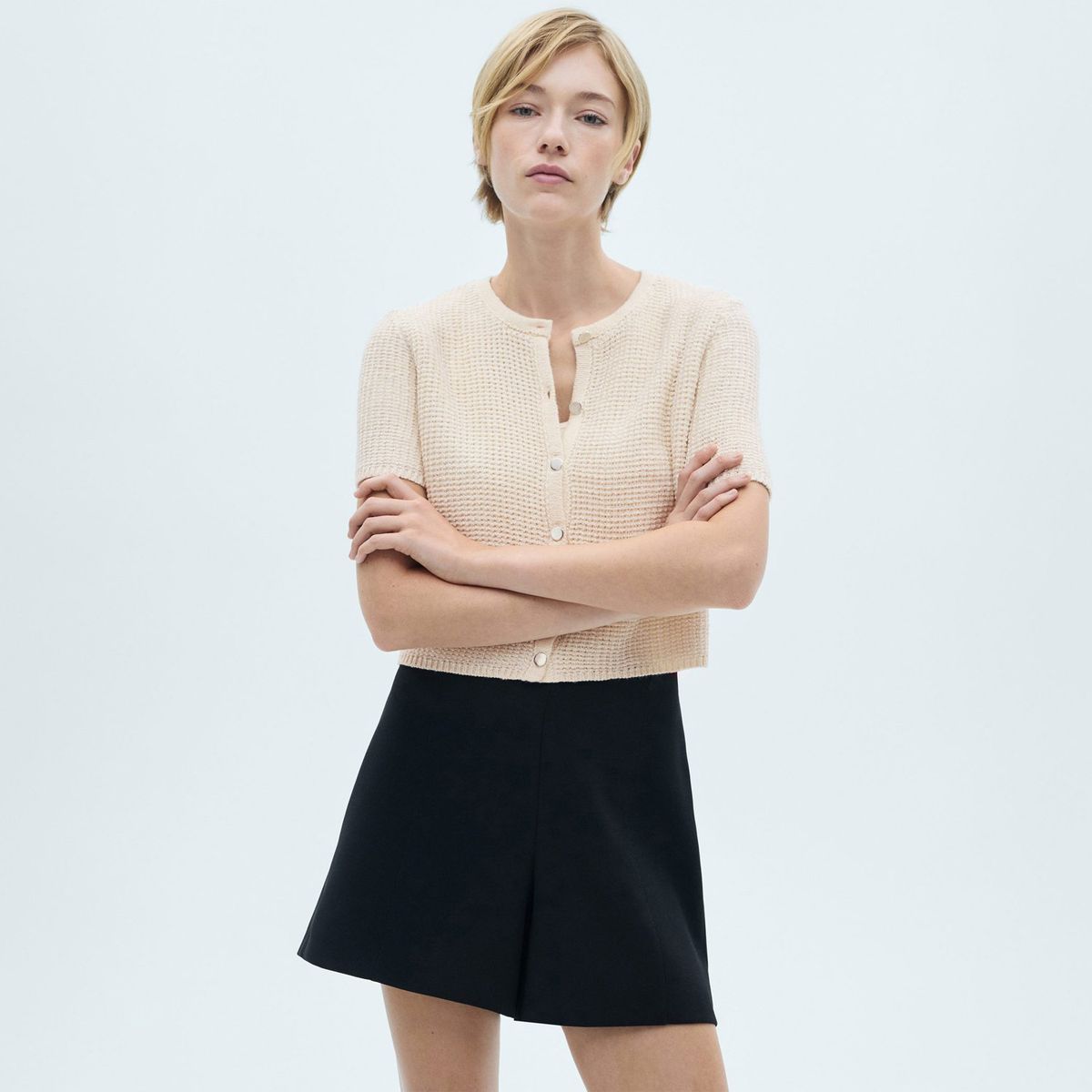 MANGO - Cárdigan Manga Corta Mujer Mango