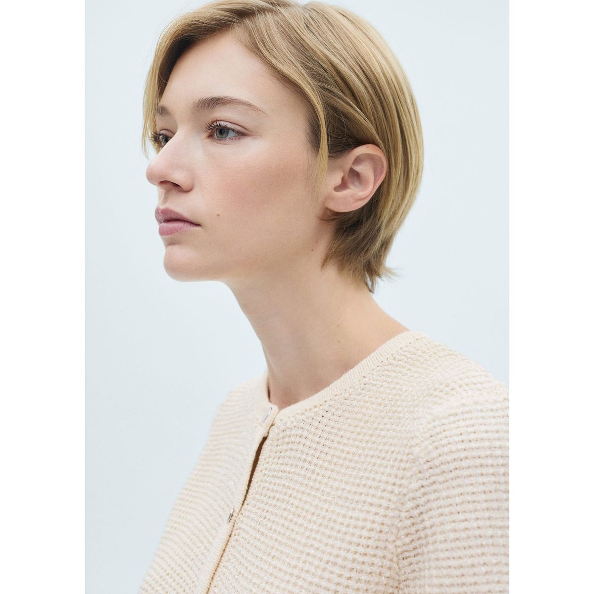 MANGO - Cárdigan Manga Corta Mujer Mango