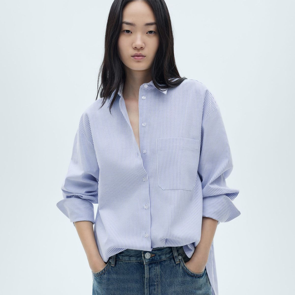 MANGO - Camisa Manga Larga Algodón Mujer Mango