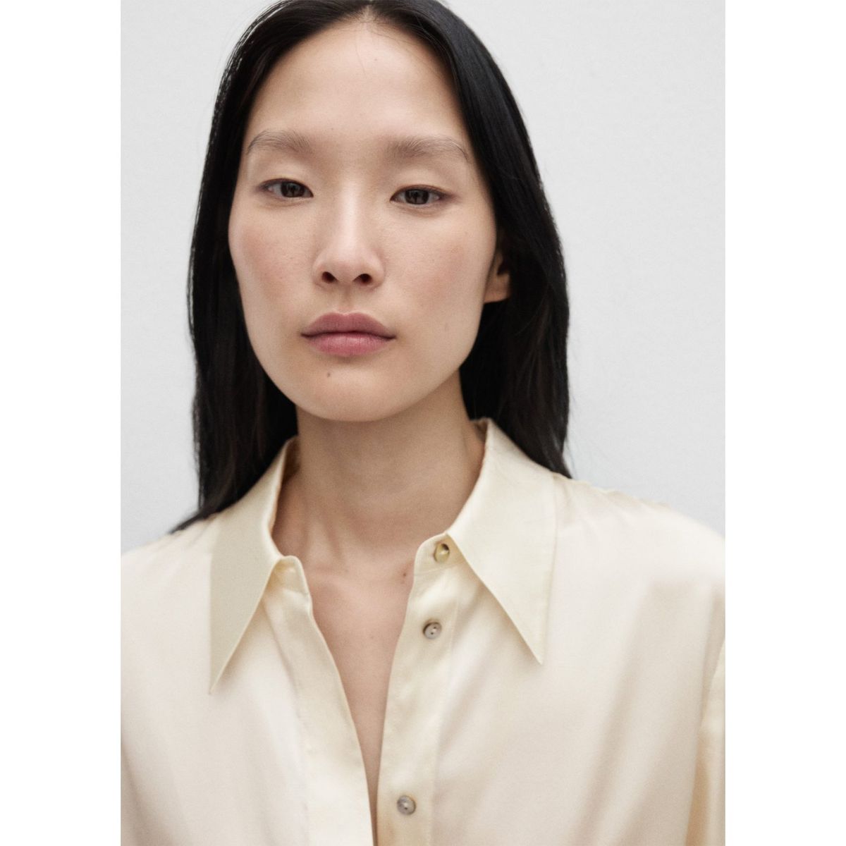 MANGO - Camisa Manga Larga 100% Seda Mujer Mango